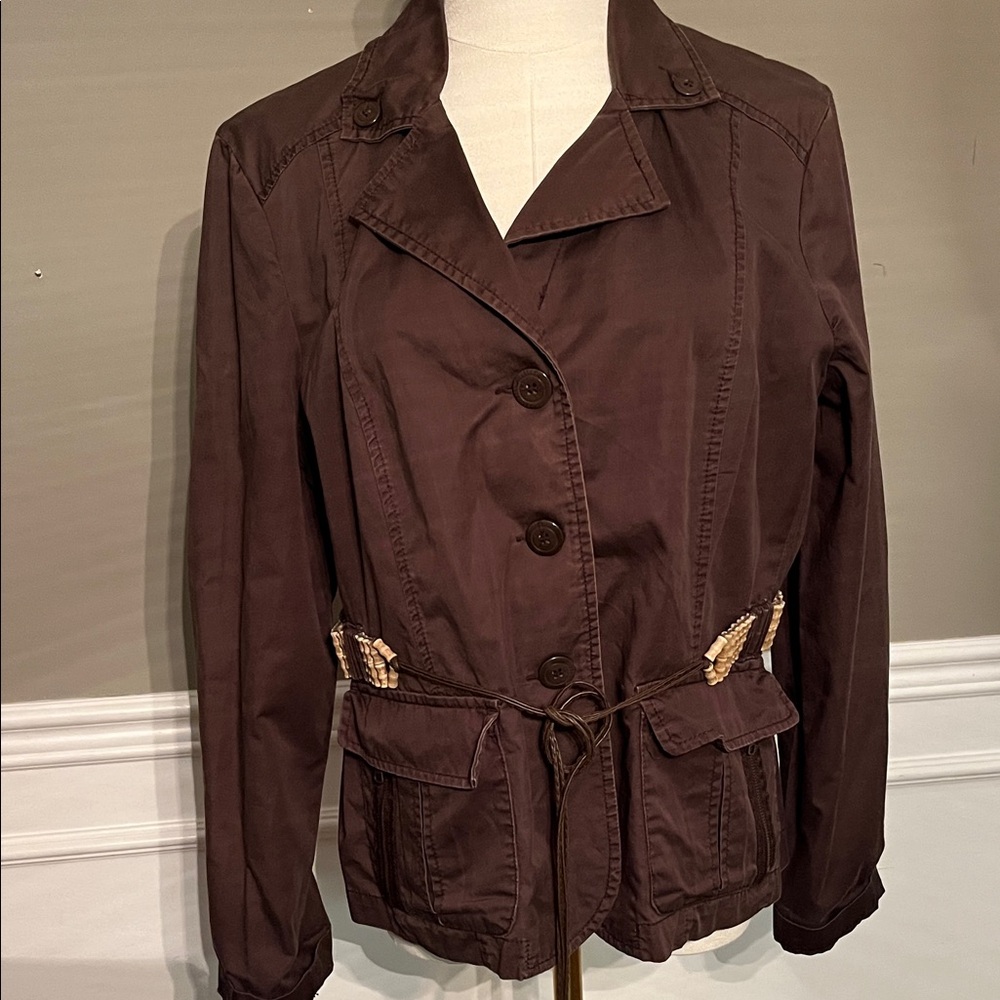 Dalia Collection Women's Brown Safari, Adventure Jacket, 100% Cotton, Size 12